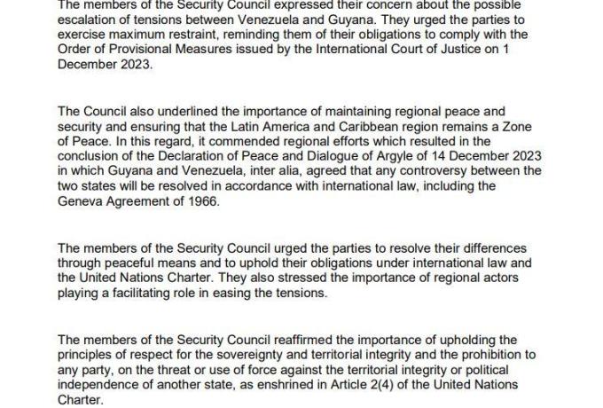 Security Council Statement